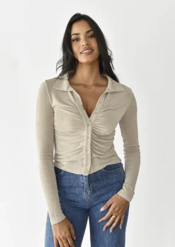 Chemises L Blouses | Hauts^Outfitbook Chemise fluide froncée BEIGE