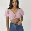Hauts^Outfitbook Crop top en lin ROSE