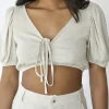 Hauts^Outfitbook Crop top en lin BEIGE