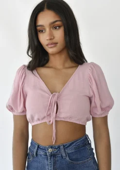 Hauts^Outfitbook Crop top en lin ROSE