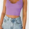 Hauts^Outfitbook Débardeur côtelé à encolure cranté LILAS