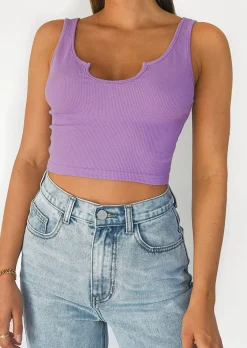 Hauts^Outfitbook Débardeur côtelé à encolure cranté LILAS