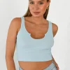 Hauts^Outfitbook Débardeur côtelé à encolure cranté BLEU