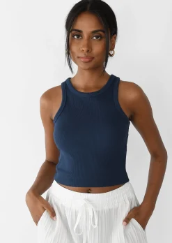 Hauts^Outfitbook Débardeur côtelé BLEU
