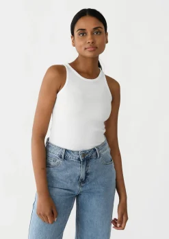 Hauts^Outfitbook Débardeur côtelé en coton BLANC