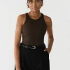 Hauts^Outfitbook Débardeur côtelé en coton MARRON