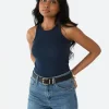 Hauts^Outfitbook Débardeur côtelé en coton BLEU