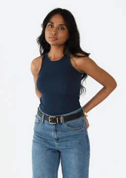 Hauts^Outfitbook Débardeur côtelé en coton BLEU