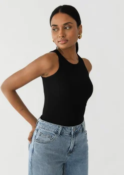 Hauts^Outfitbook Débardeur côtelé en coton NOIR