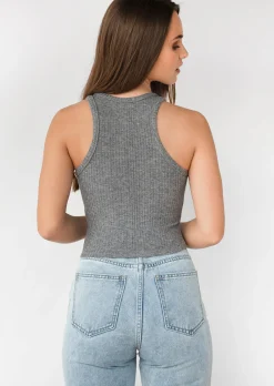 Hauts^Outfitbook Débardeur en maille côtelée GRIS