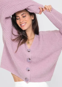 Pulls L Cardigans^Outfitbook Gilet boutonné en grosse maille lavande LILAS