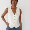 Pulls L Cardigans | Hauts^Outfitbook Gilet en lin sans manches BLANC