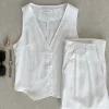 Pulls L Cardigans | Hauts^Outfitbook Gilet en lin sans manches BLANC