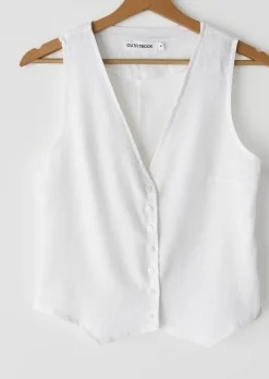 Pulls L Cardigans | Hauts^Outfitbook Gilet en lin sans manches BLANC