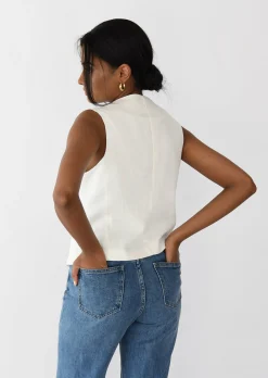 Pulls L Cardigans | Hauts^Outfitbook Gilet en lin sans manches BLANC