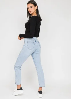 Jeans^Outfitbook Jean bleu clair fendu BLEUCLAIR