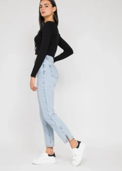 Jeans^Outfitbook Jean bleu clair fendu BLEUCLAIR