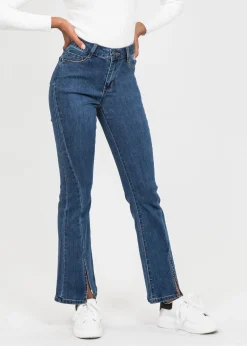 Jeans^Outfitbook Jean bleu foncé fendu sur le devant