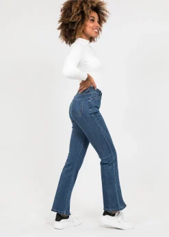 Jeans^Outfitbook Jean bleu foncé fendu sur le devant