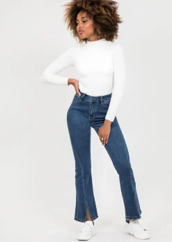 Jeans^Outfitbook Jean bleu foncé fendu sur le devant