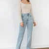 Jeans^Outfitbook Jean droit à ourlets brut bleu clair
