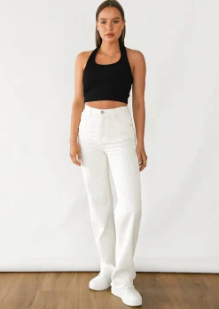Jeans^Outfitbook Jean droit à ourlets brut BLANC