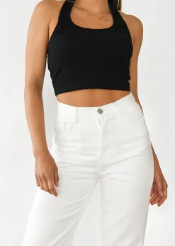 Jeans^Outfitbook Jean droit à ourlets brut BLANC