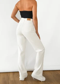 Jeans^Outfitbook Jean droit à ourlets brut BLANC