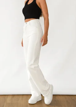Jeans^Outfitbook Jean droit à ourlets brut BLANC