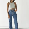 Jeans^Outfitbook Jean droit avec bouton asymétrique