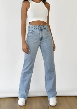 Jeans^Outfitbook Jean droit avec bouton asymétrique
