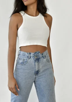 Jeans^Outfitbook Jean droit avec bouton asymétrique