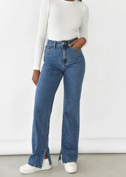 Jeans^Outfitbook Jean droit fendu BLEU