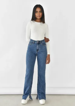 Jeans^Outfitbook Jean droit fendu BLEU