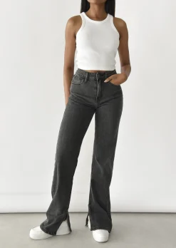 Jeans^Outfitbook Jean droit fendu GRIS