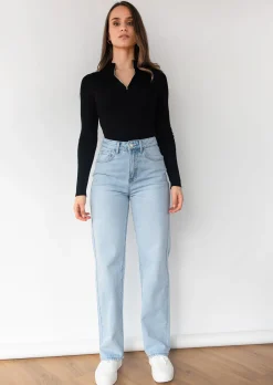 Jeans^Outfitbook Jean droit large bleu clair BleuClair