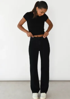 Jeans^Outfitbook Jean droit mid-rise NOIR