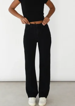 Jeans^Outfitbook Jean droit mid-rise NOIR