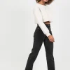 Jeans^Outfitbook Jean droit taille haute fendu sur les côtés délavé NOIR