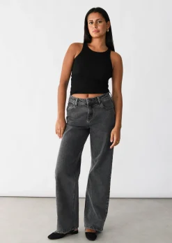 Jeans^Outfitbook Jean droit taille mi-haute GRIS