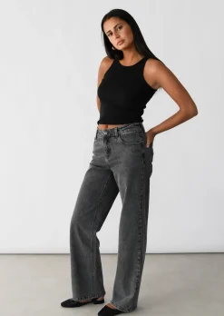 Jeans^Outfitbook Jean droit taille mi-haute GRIS