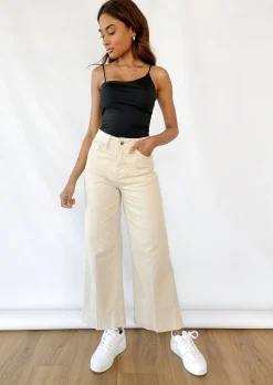 Jeans^Outfitbook Jean Flare Crop BEIGE