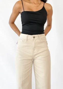 Jeans^Outfitbook Jean Flare Crop BEIGE