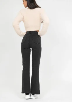 Jeans^Outfitbook Jean gris foncé fendu sur le devant