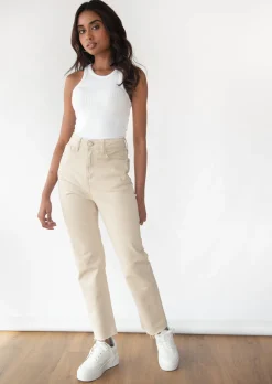 Jeans^Outfitbook Jean mom fit Beige