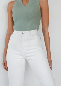 Jeans^Outfitbook Jean mom fit taille haute BLANC