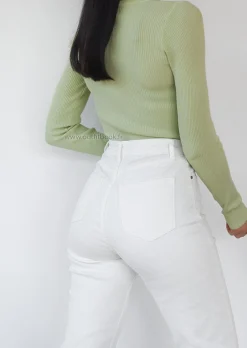 Jeans^Outfitbook Jean mom fit taille haute BLANC