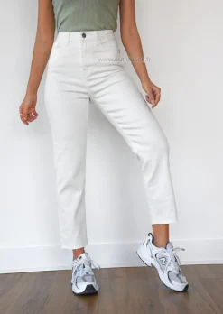 Jeans^Outfitbook Jean mom fit taille haute BLANC