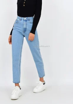 Jeans^Outfitbook Jean fit bleu clair mom