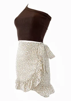 Jupes^Outfitbook Jupe he imprimée fleurie à volants BLANC